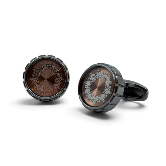 Laurel Medallion Grey Metallic Cufflinks