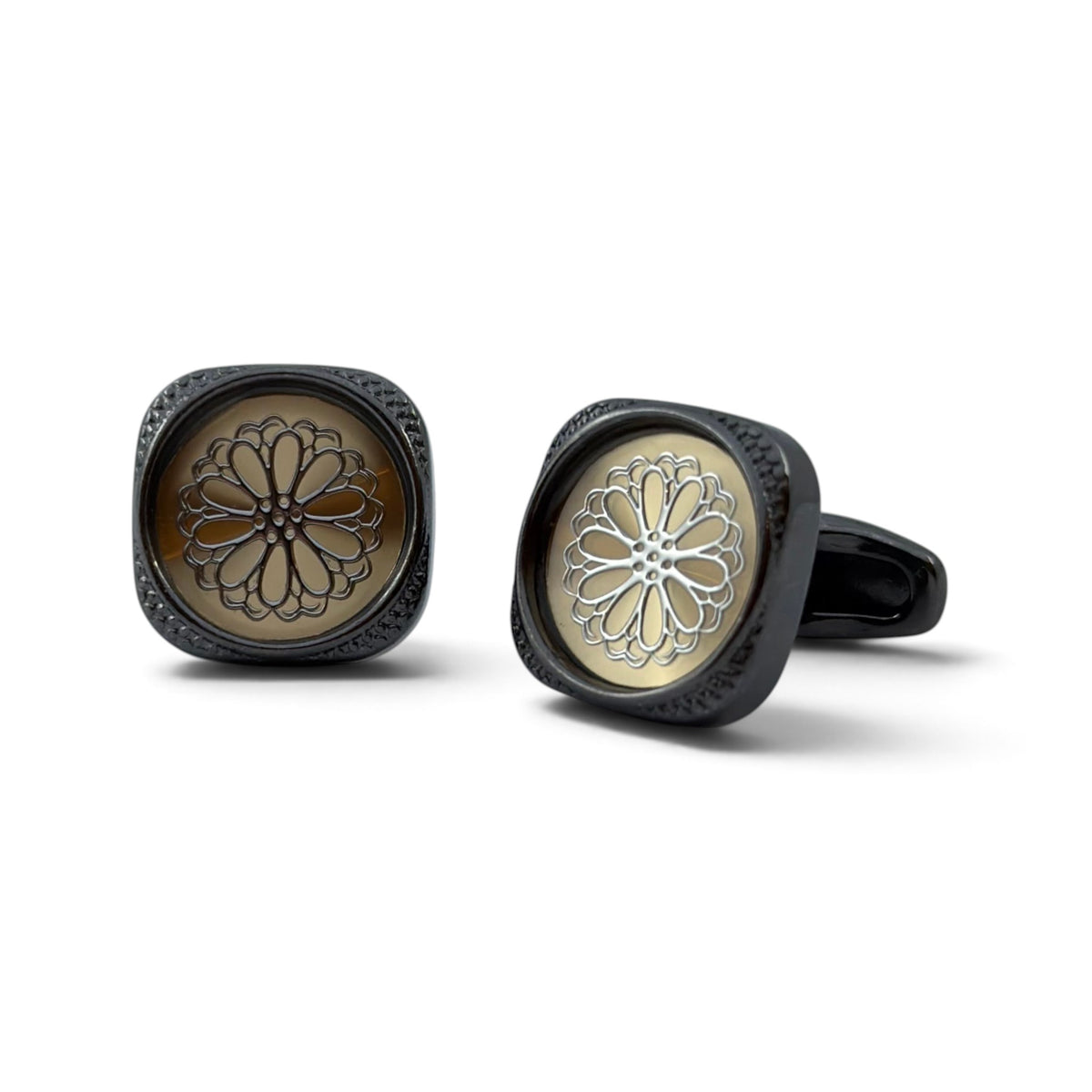 Regent Fleur Grey Metallic Cufflinks