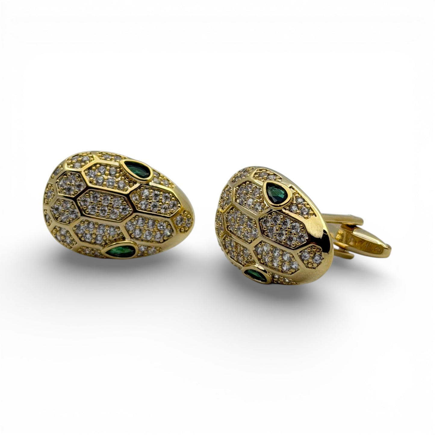 Imperial Viper – Emerald Gaze Golden Cufflinks