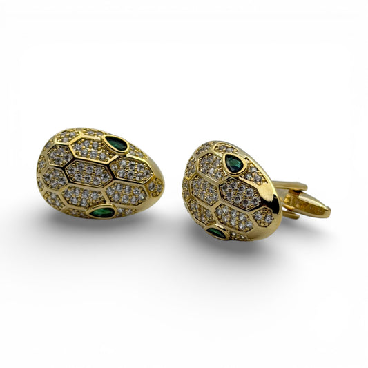 Imperial Viper – Emerald Gaze Golden Cufflinks