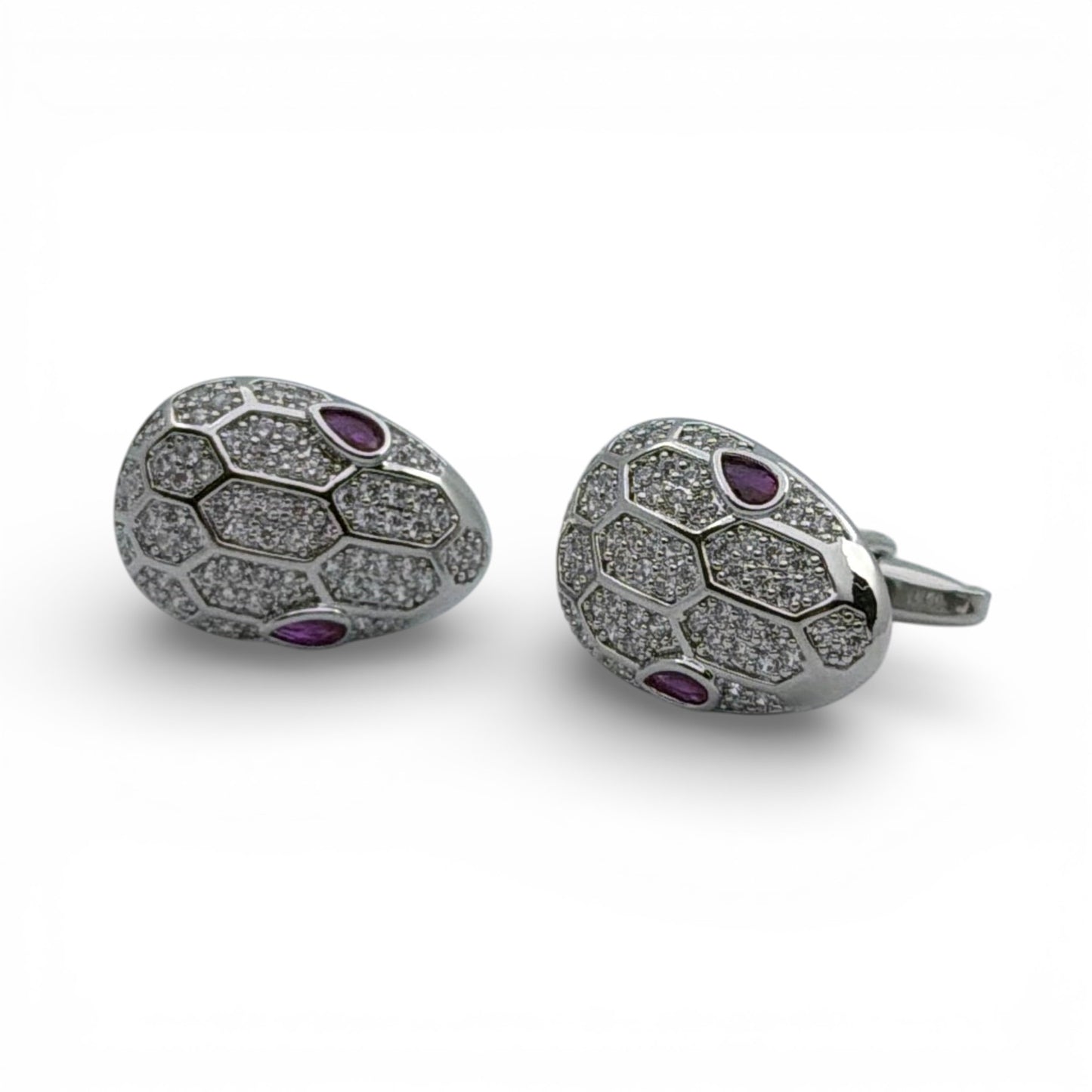 Imperial Viper – Amethyst Edition Silver Cufflinks