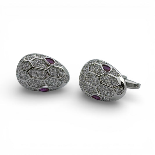 Imperial Viper – Amethyst Edition Silver Cufflinks
