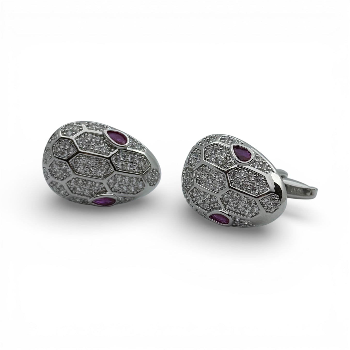 Imperial Viper – Amethyst Edition Silver Cufflinks