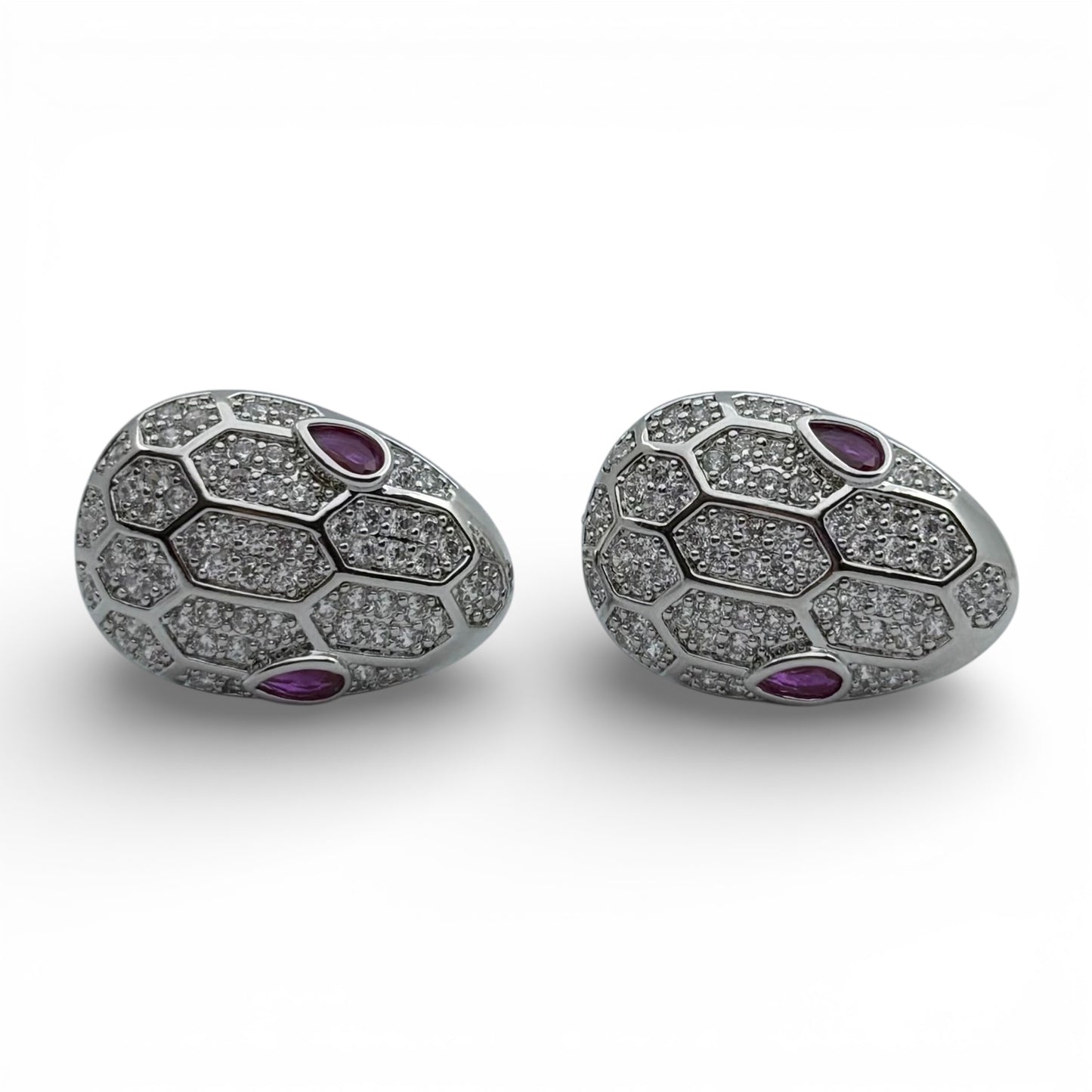 Imperial Viper – Amethyst Edition Silver Cufflinks