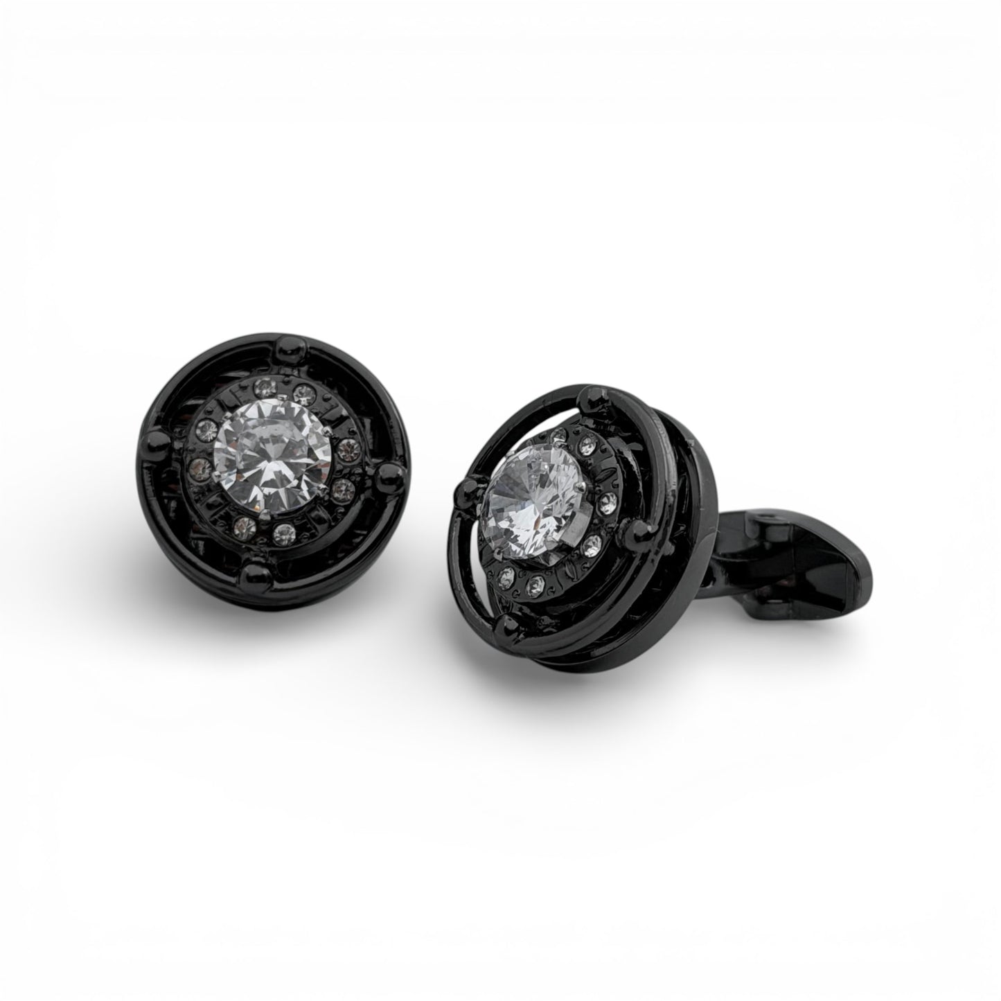 Crystal Halo Grey Metallic Cufflinks