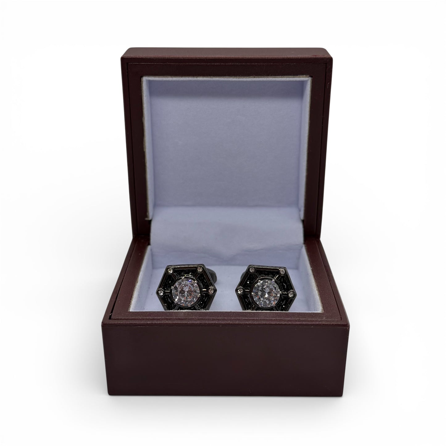 Crystal Hex Grey Metallic Cufflinks