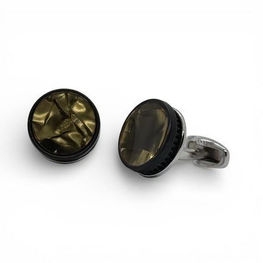 Smoked Amber Silver Cufflinks