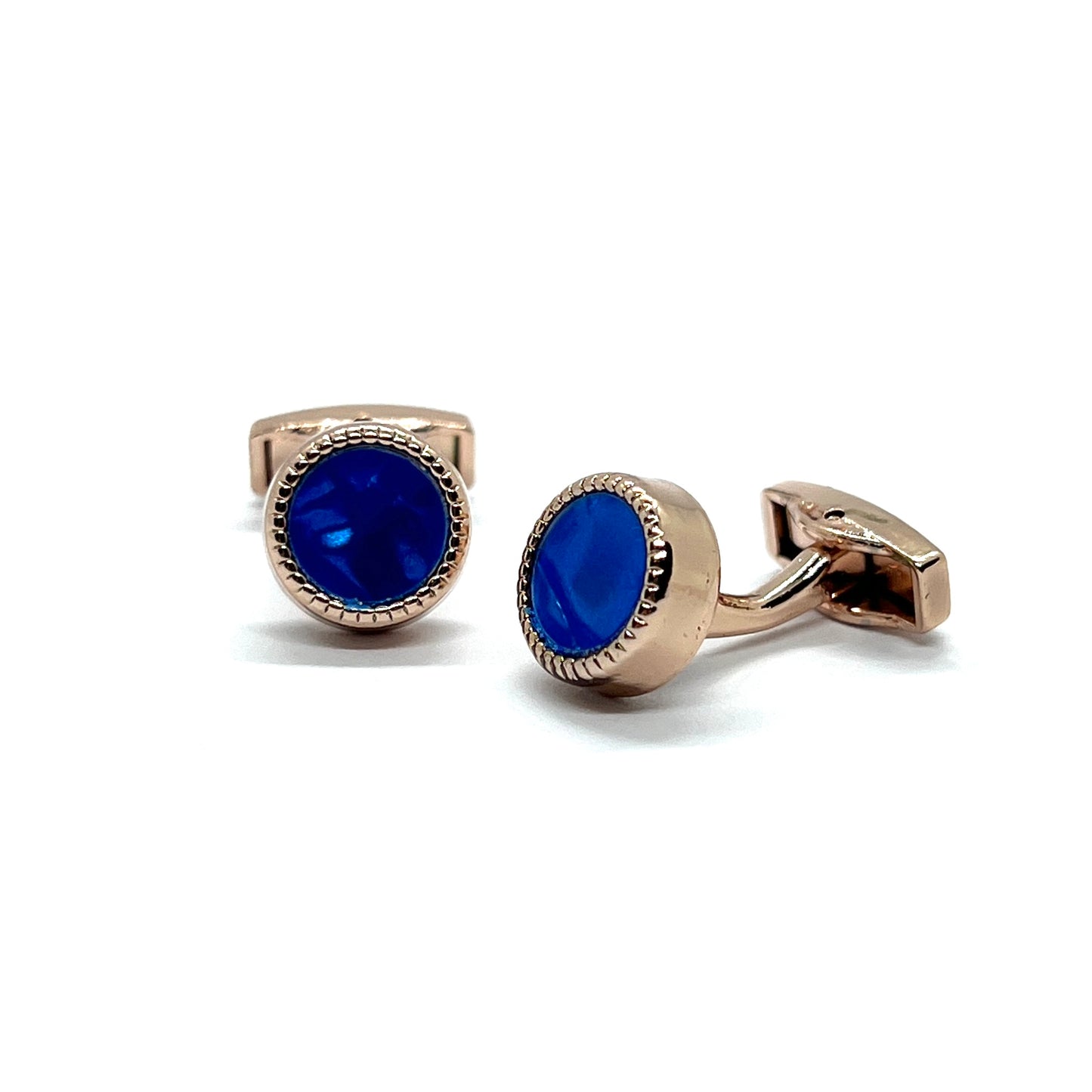 Mini Blue Rose Gold Cufflinks