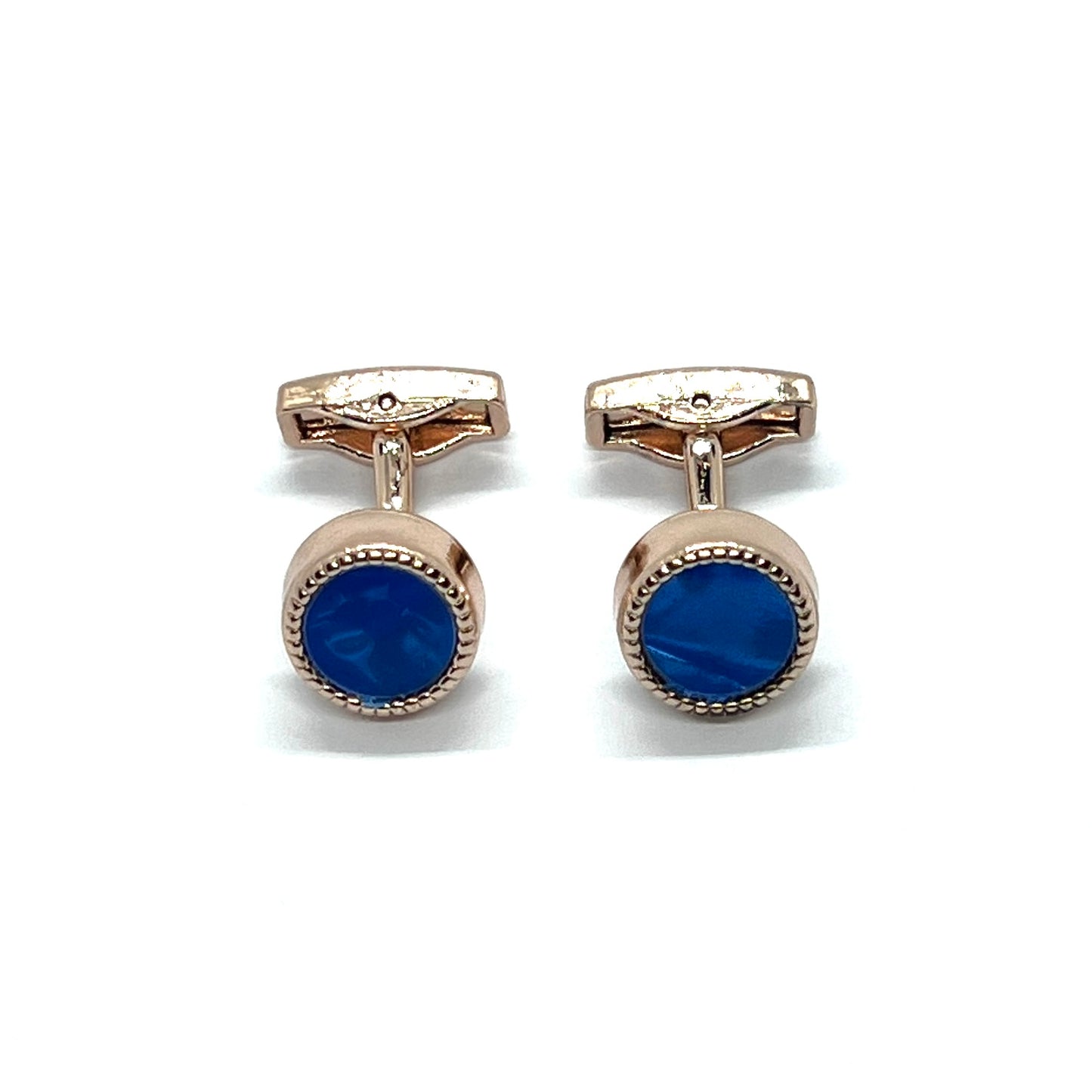 Mini Blue Rose Gold Cufflinks