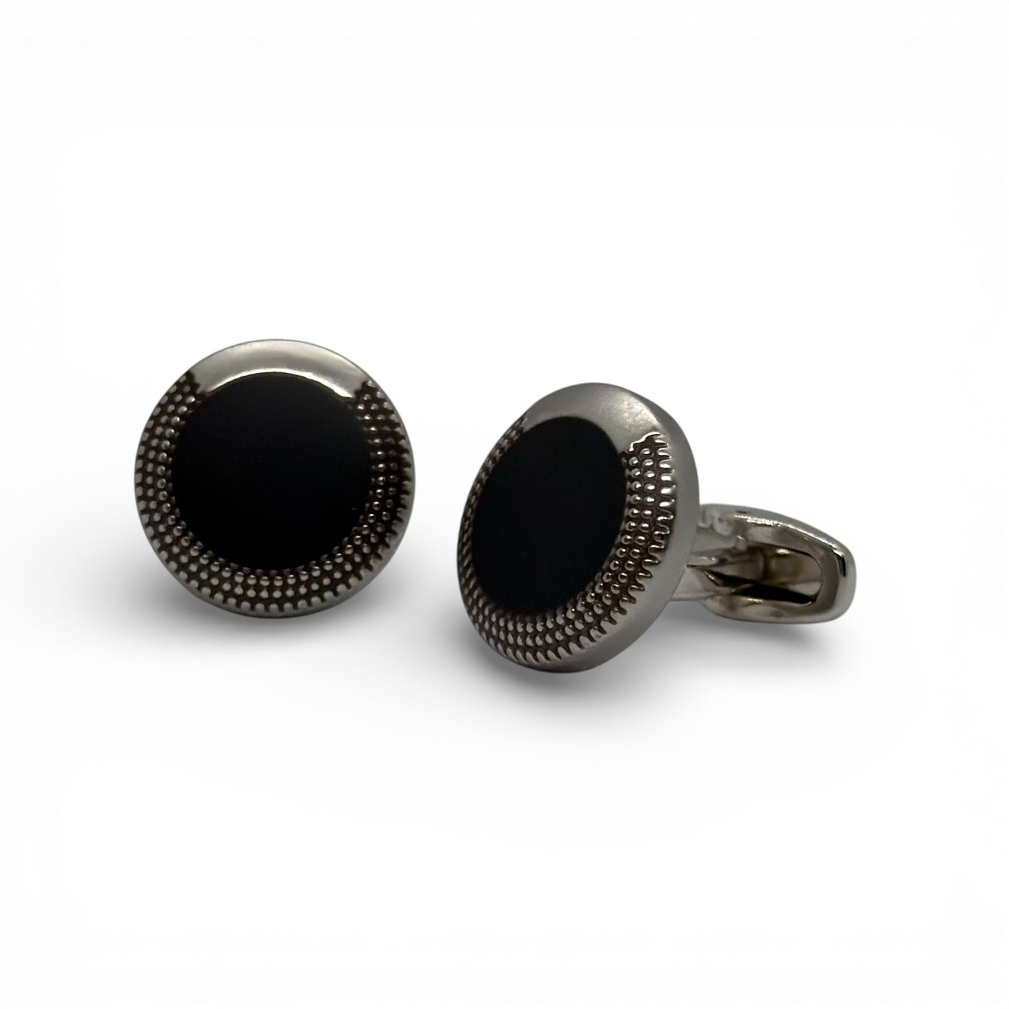 Midnight Crest Matte B Silver Cufflinks