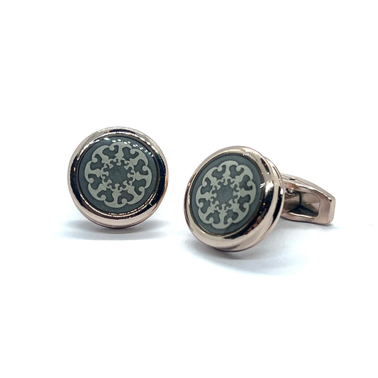 Rose Gold Decent Floral Glass Cufflinks