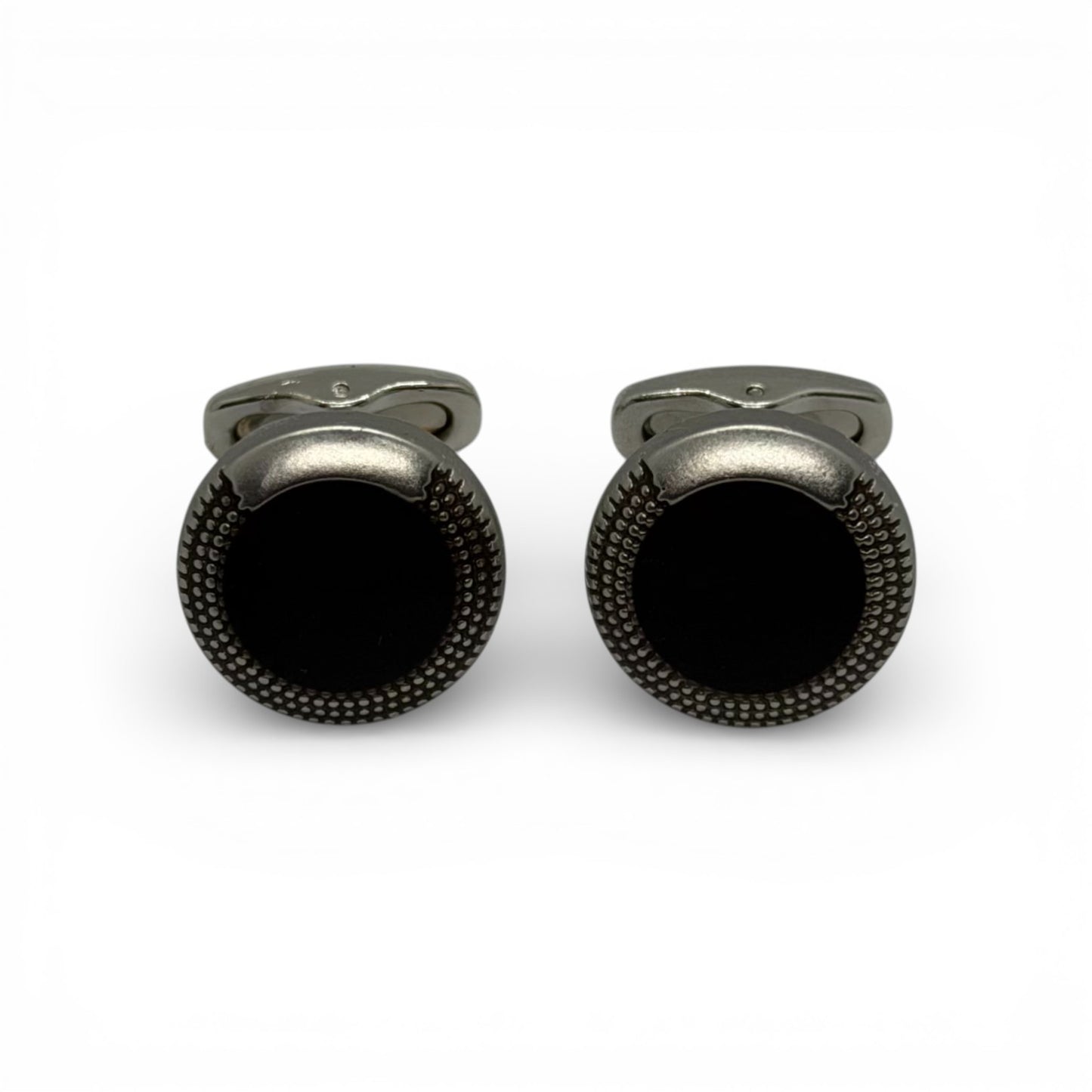 Midnight Crest Matte B Silver Cufflinks