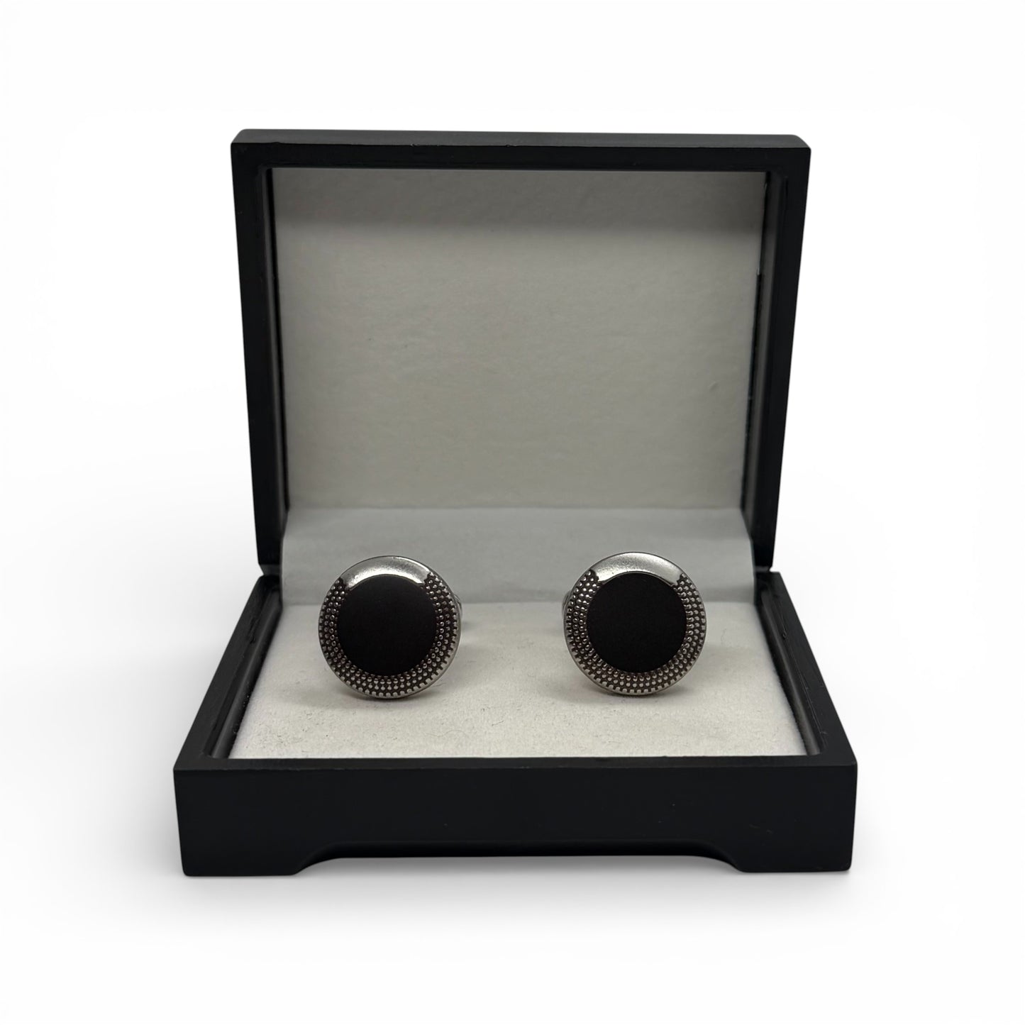 Midnight Crest Matte Silver Cufflinks