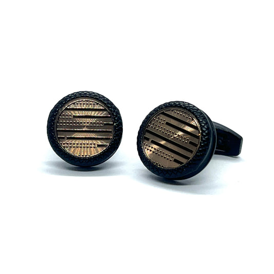 Golden Lined Black Classic Cufflinks