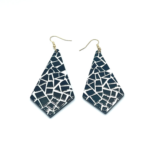 Patchwork Bear Acrylic Dark Green Drop Earrings