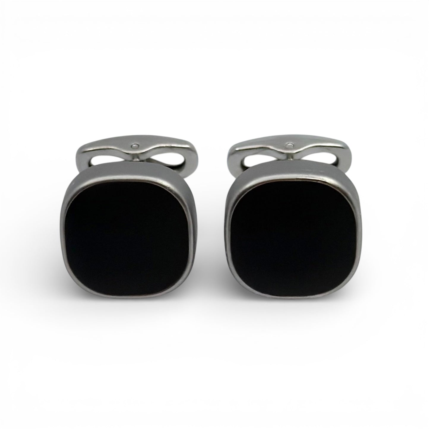 Velour Slate Matte Silver Cufflinks