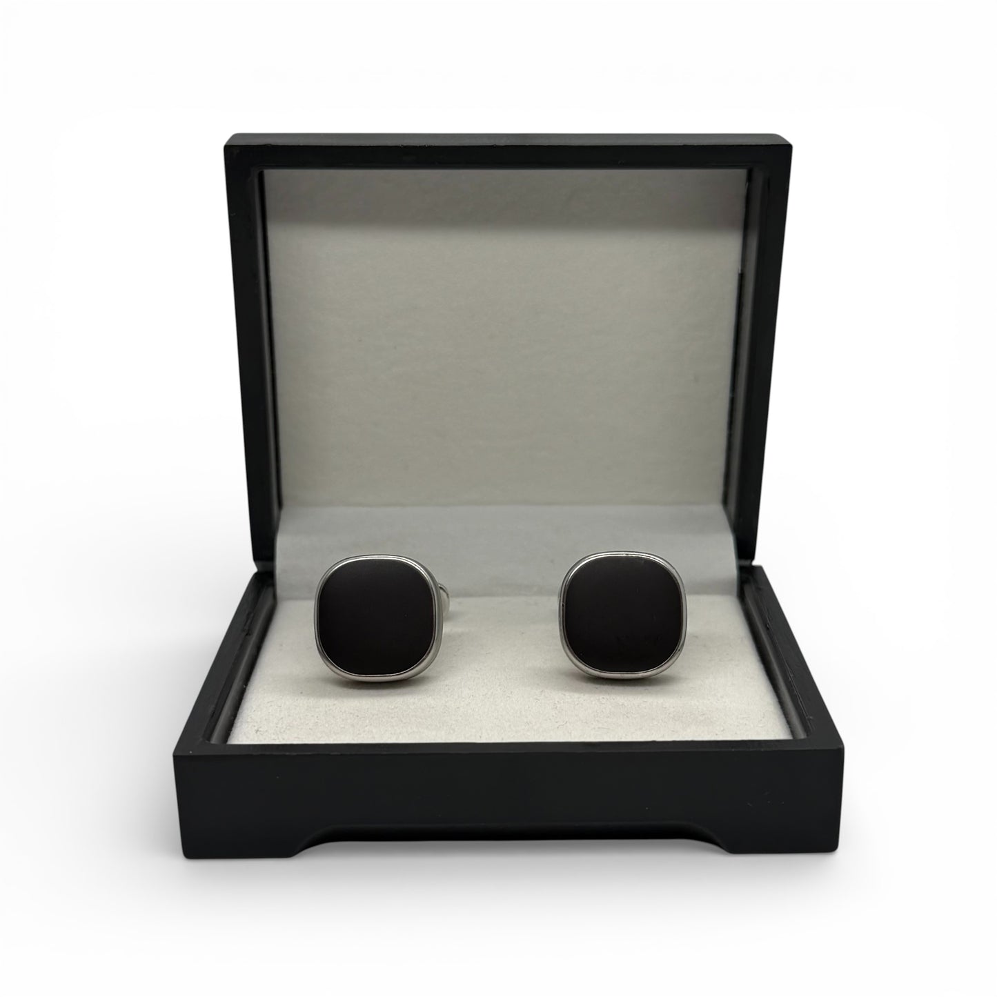 Velour Slate Matte Silver Cufflinks