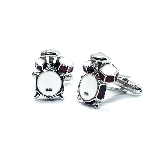Drum Red Silver Cufflinks
