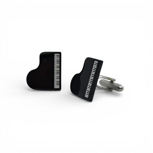 Black Piano Silver Cufflinks