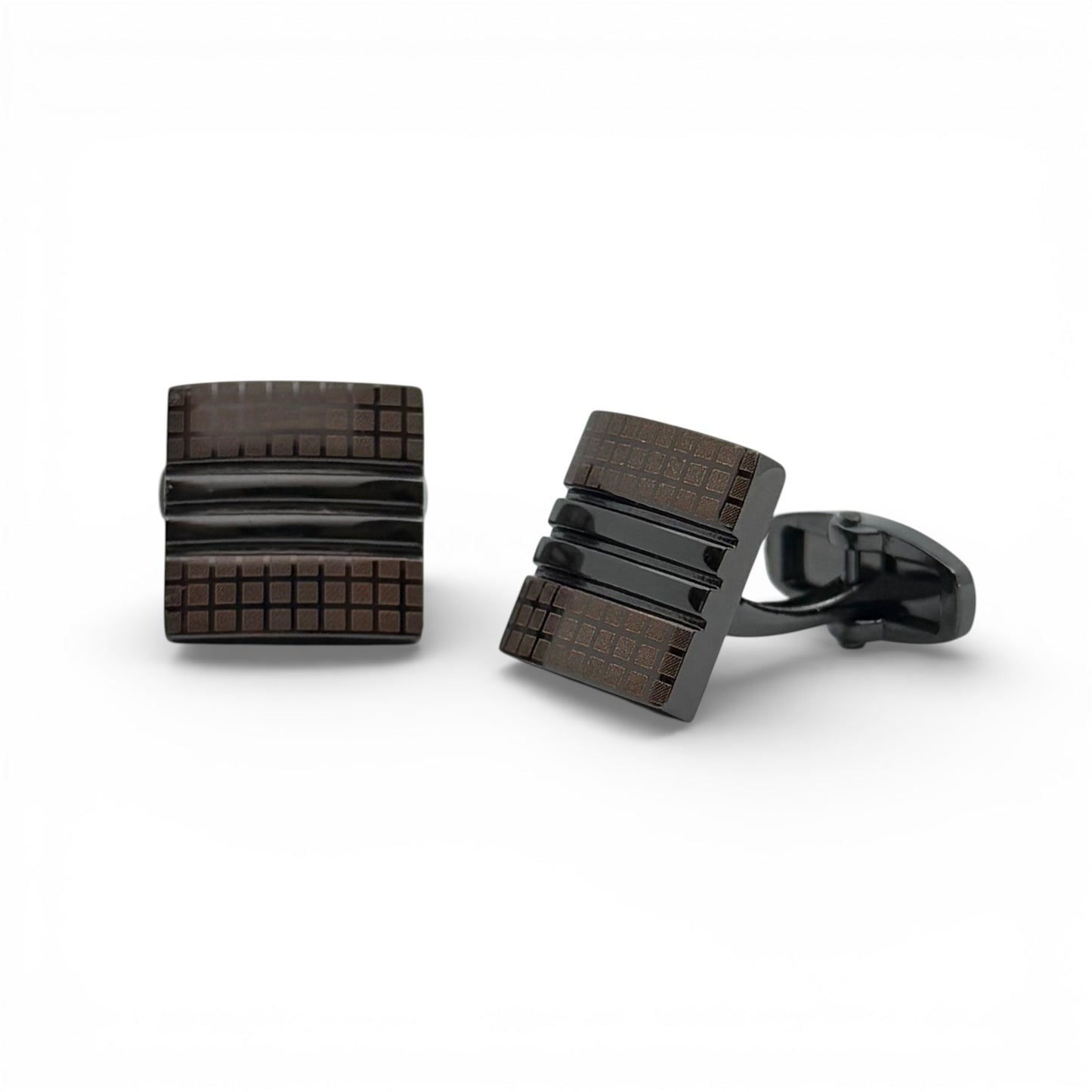 Metro Ridge Grey Metallic Cufflinks