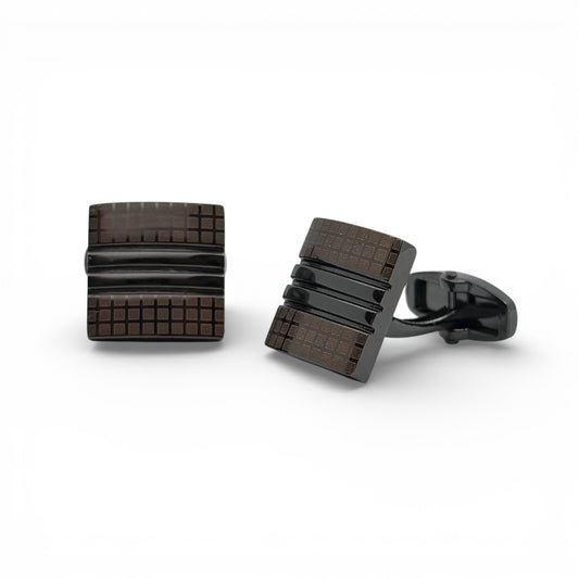 Metro Ridge Grey Metallic Cufflinks