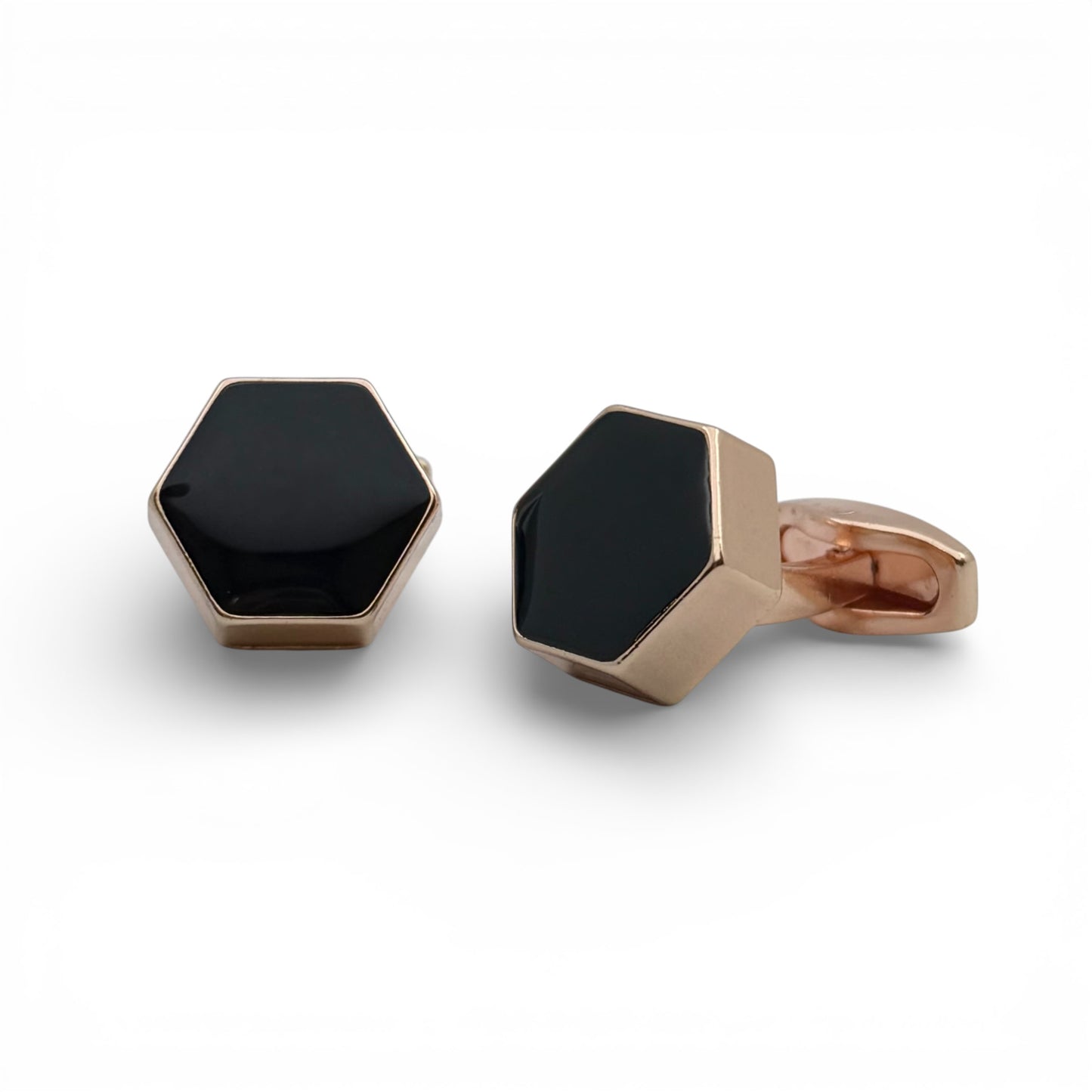 Hexa Noir Rose B Gold Cufflinks
