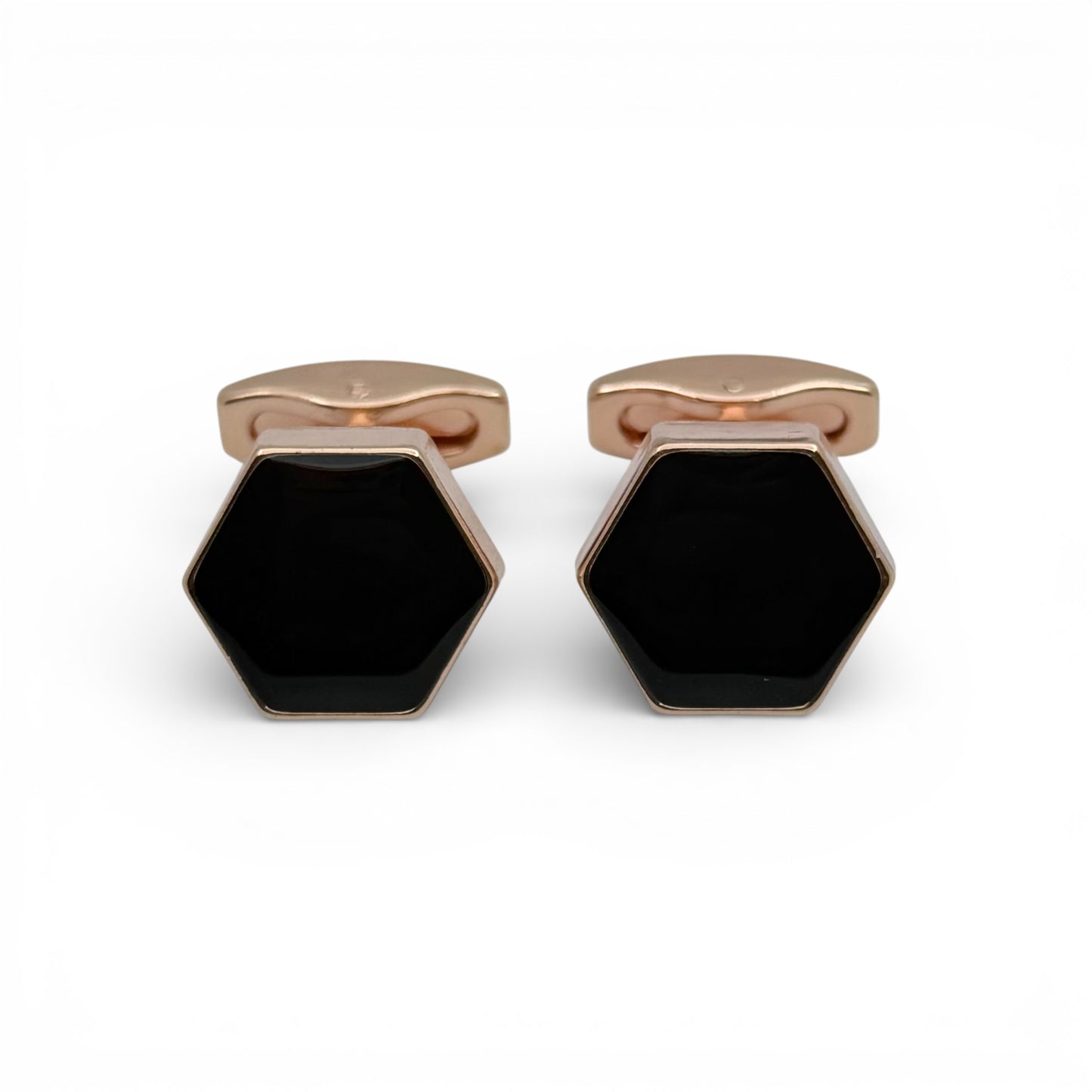Hexa Noir Rose B Gold Cufflinks
