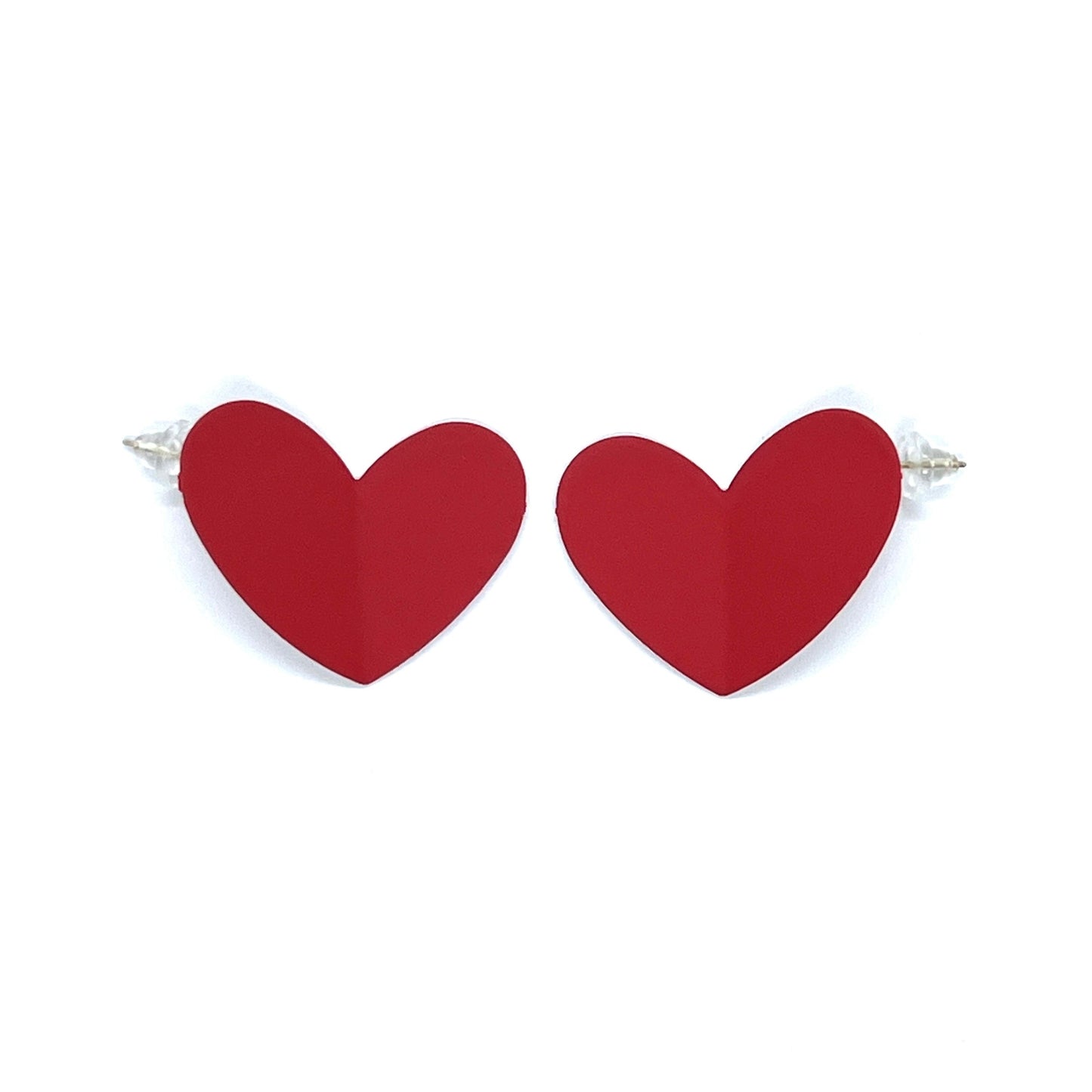 Red Heart Flapy Studs Earrings