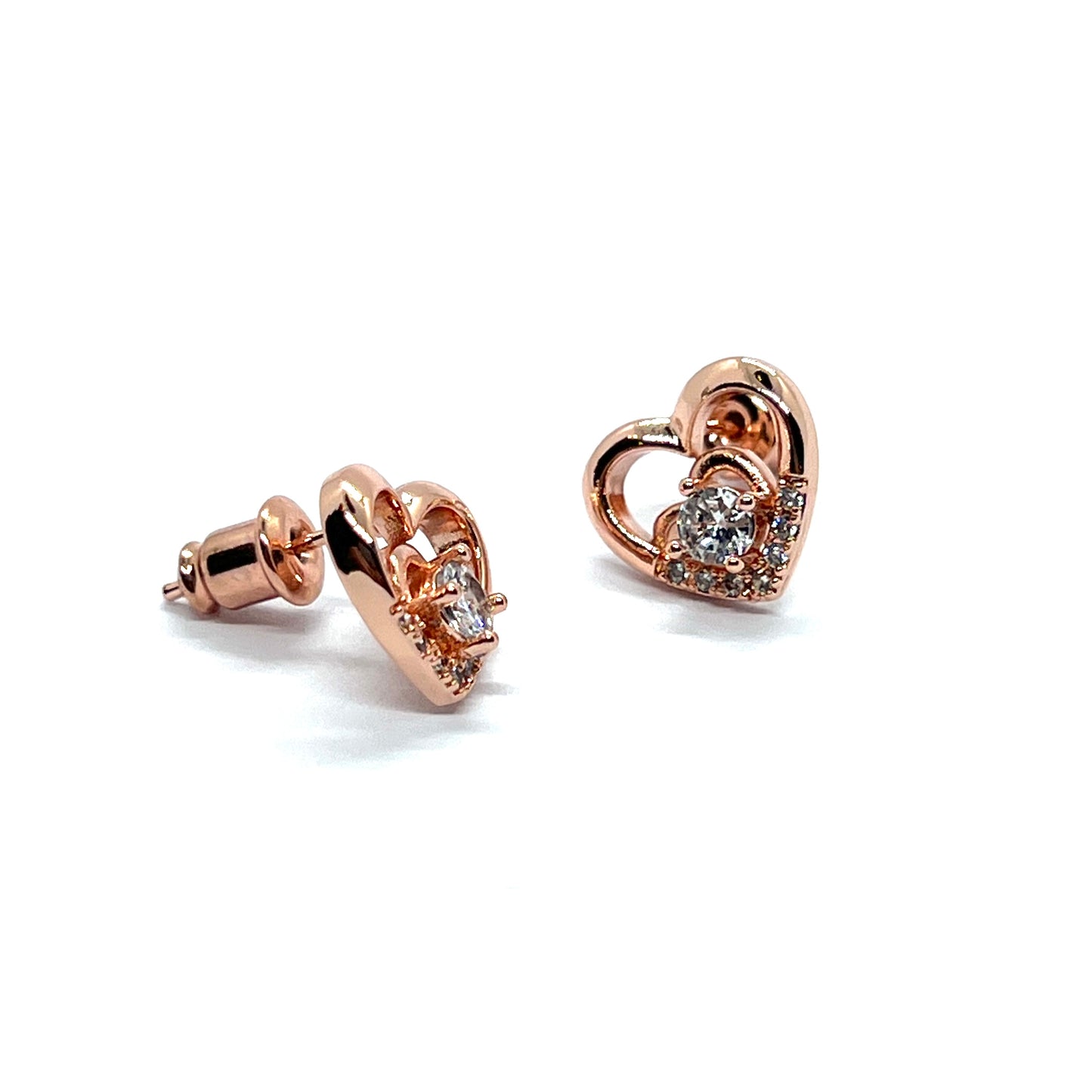 Rose Gold Heart Rhino Studs Earrings