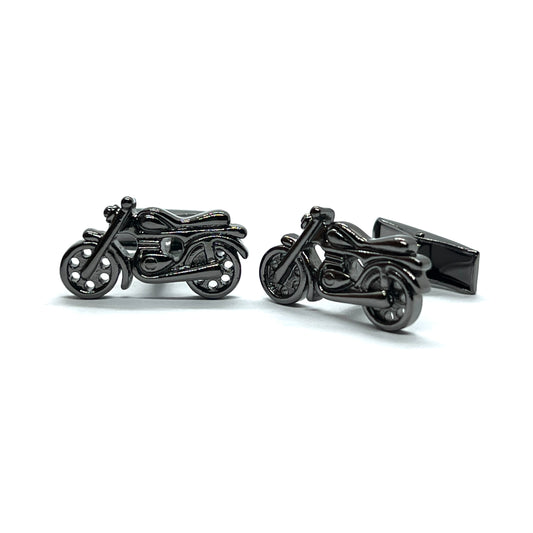 3D Motorcycle Grey Metallic Cufflinks