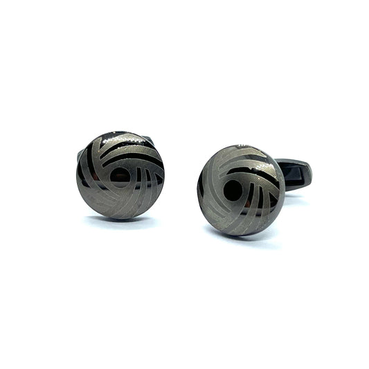 Ruto Grey Metallic Round Cufflinks