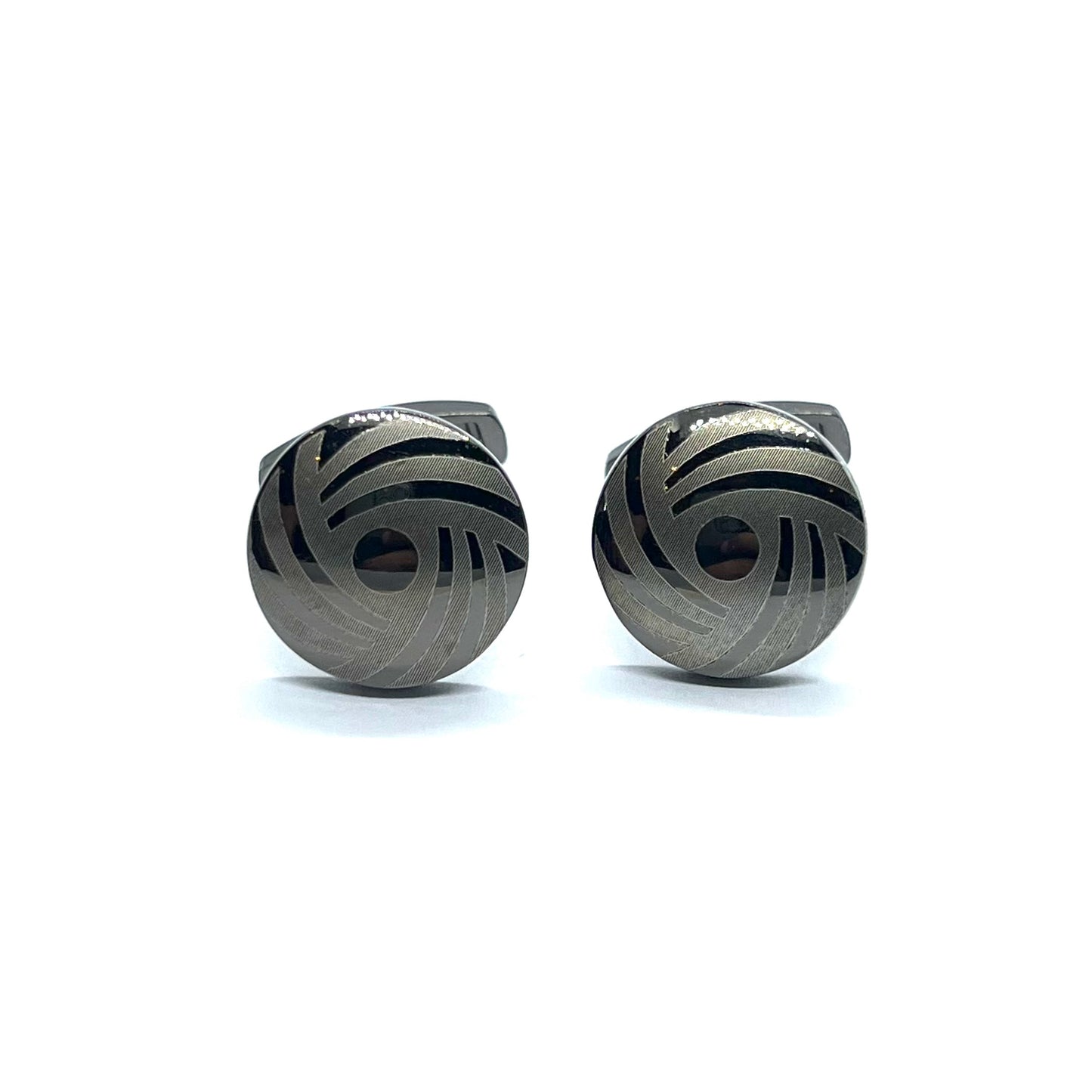 Ruto Grey Metallic Round Cufflinks