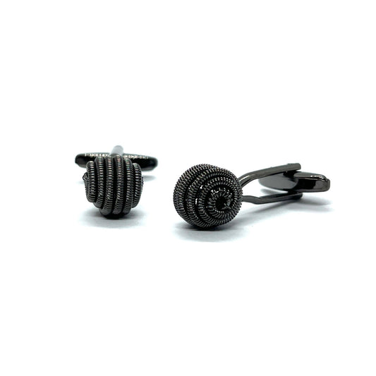 Spiral Twist Grey Metallic Black Cufflinks