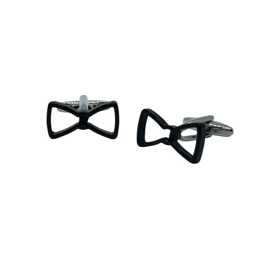 Black Bow Silver Cufflinks