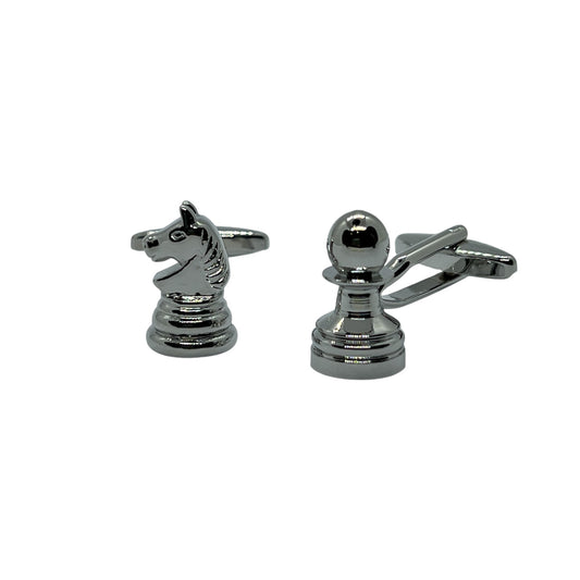 Chess Horse Soldier Silver Cufflinks