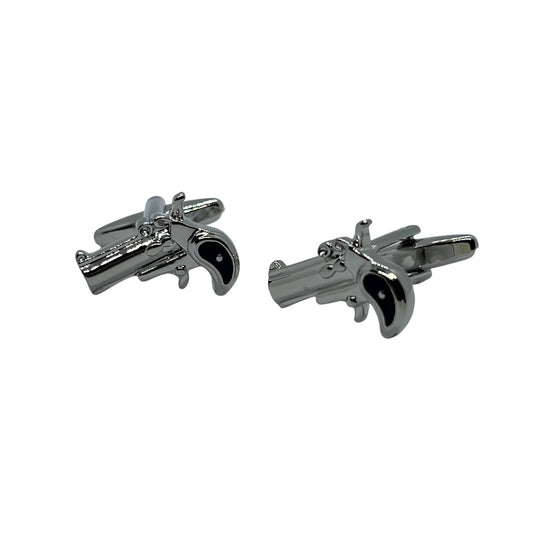 Pistol Design Silver Cufflinks