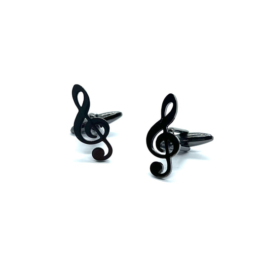 Treble Clef Music Grey Metallic Anime Cufflinks