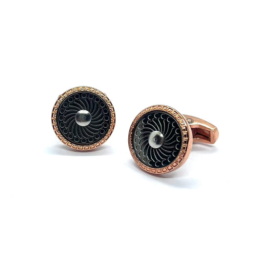 Cut Design Rose Gold Round Cufflinks