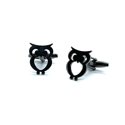 Owl Grey Metallic Anime Cufflinks