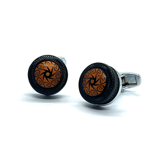 Naruto Themed Round Silver Cufflinks