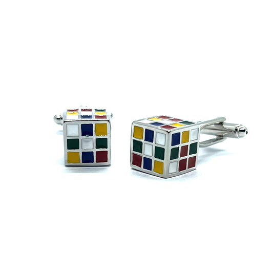 Rubik's Cube Silver Cufflinks