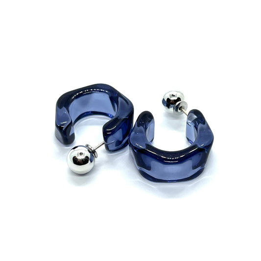Transparent Resin Purple Bead Stud Earrings