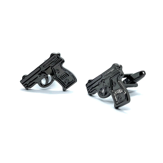Metal Grey Pistol Cufflinks