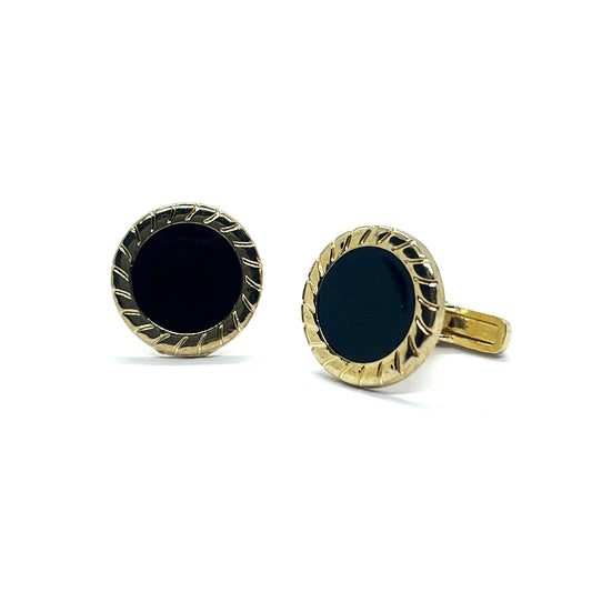 Black Enamel Golden Cufflinks