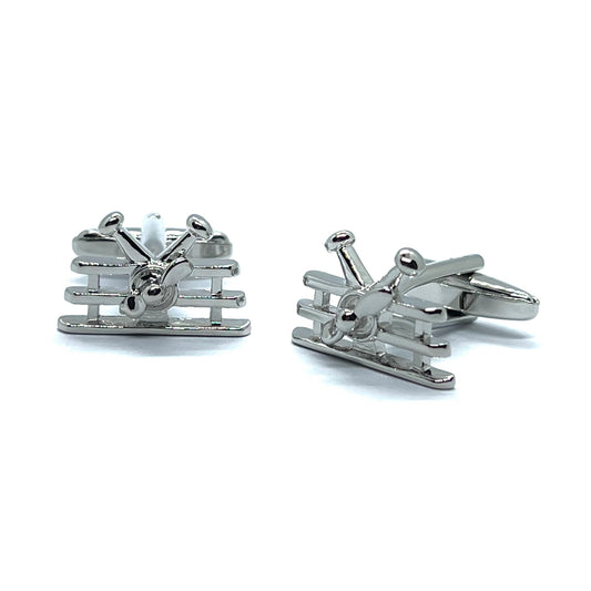 Monoplane Front Design Silver Cufflinks