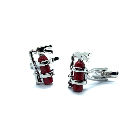 Fire Extinguisher Red Silver Cufflinks