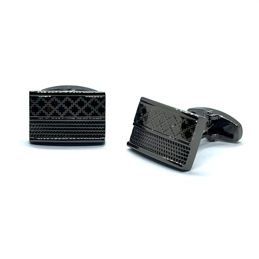 Recta Cross Textured Grey Metallic Cufflinks