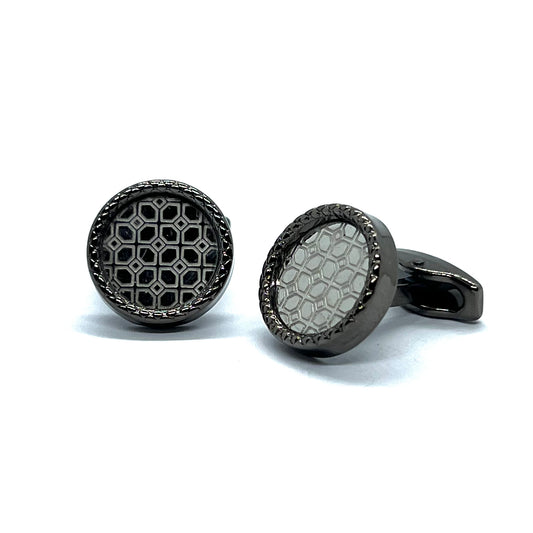 Glass Textured Grey Metallic Cufflinks