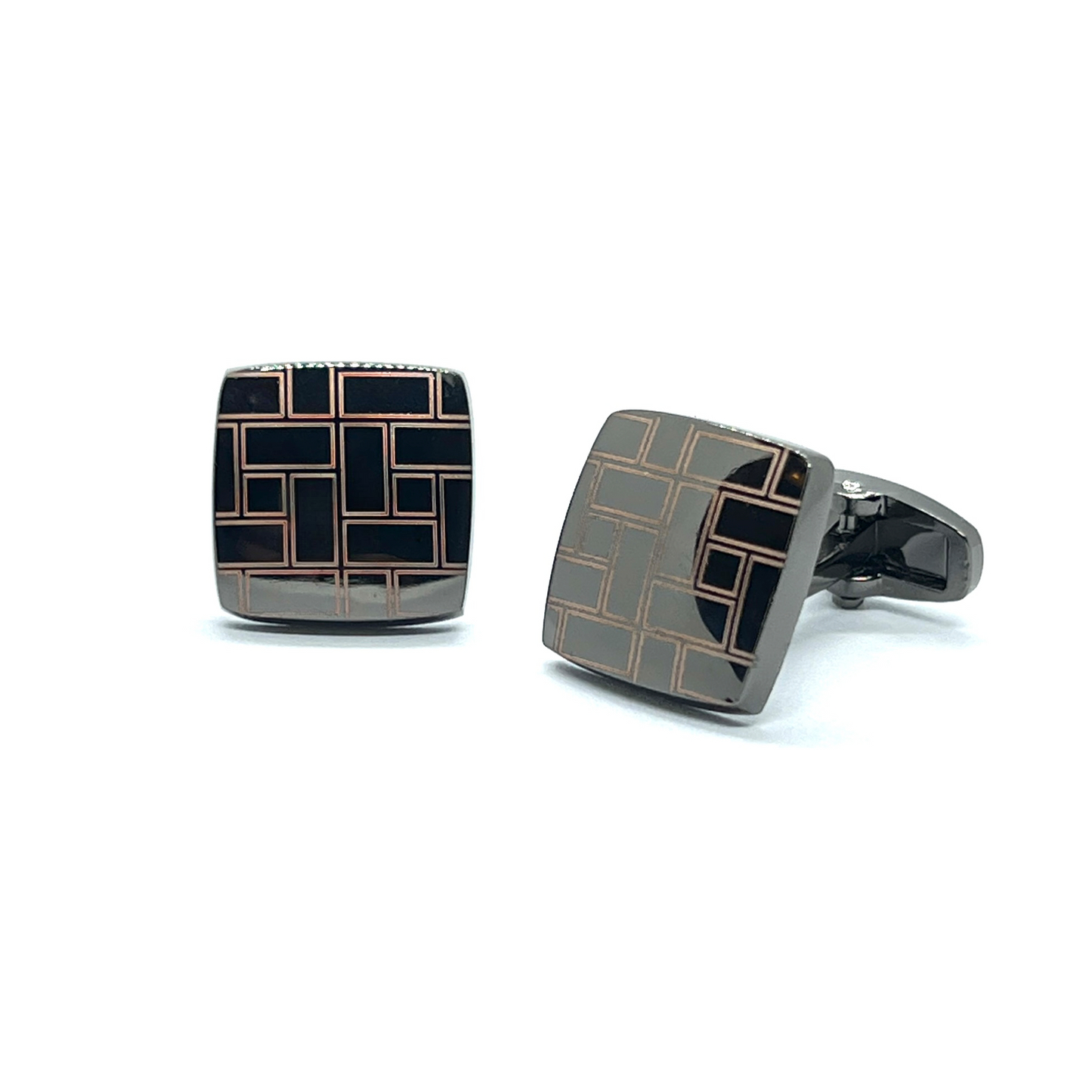 Square Maze Grey Metallic Cufflinks