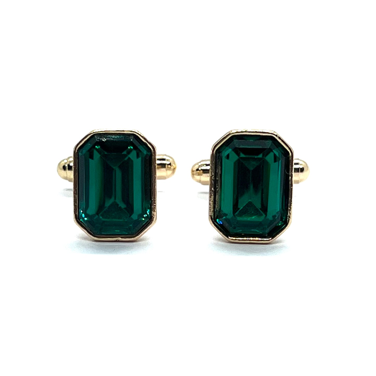 Emerald-Tone Green Golden Cufflinks